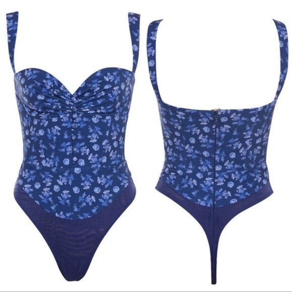 House of CB Savia SAPPHIRE FLORAL PRINT BODYSUIT L+